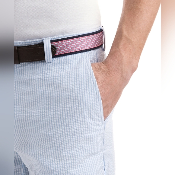 Vineyard Vines Men's Breaker Short Blue and White Striped Seersucker Size 28 28W - Picture 6 of 10